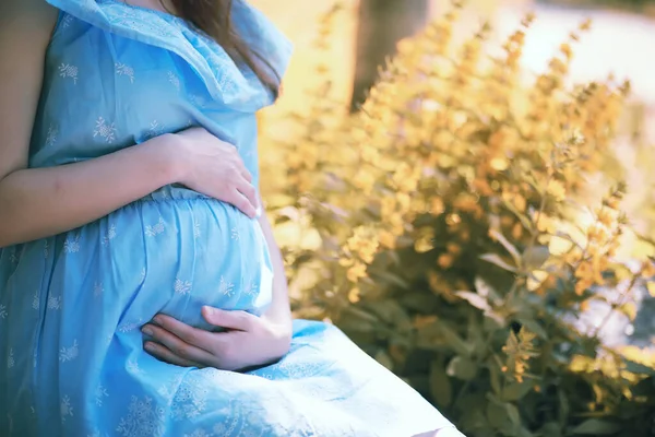 Doğada Giyinmiş Hamile Bir Kız — Stok fotoğraf