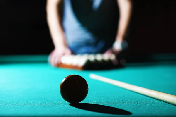 Billiard Club Gambling Table Russian Billiard Set Dark Cue Ball — Stock Photo, Image