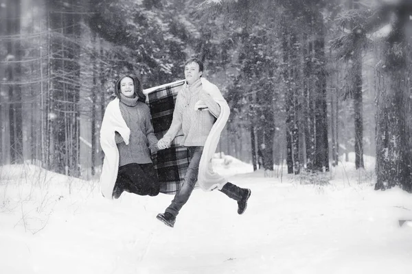 Μια Αγάπη Ζευγάρι Ένα Χειμερινό Περίπατο Άνδρας Και Γυναίκα Μια — Φωτογραφία Αρχείου