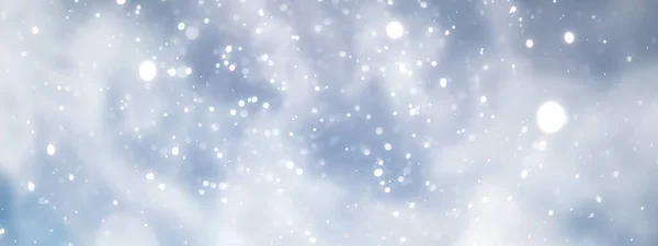 青雪ボケ背景抽象雪フレーク背景ぼやけたアブストラクトブルー — ストック写真