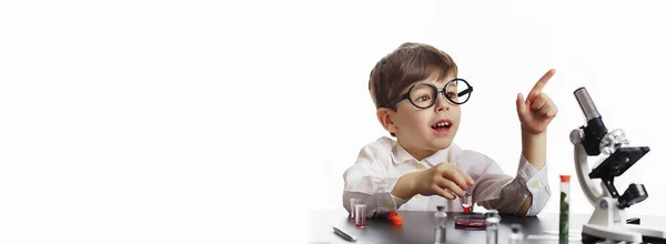 Jonge Wetenschappers Chemici Beroepsvoorlichting Voor Kinderen Keuze Van Beroep Dokter — Stockfoto