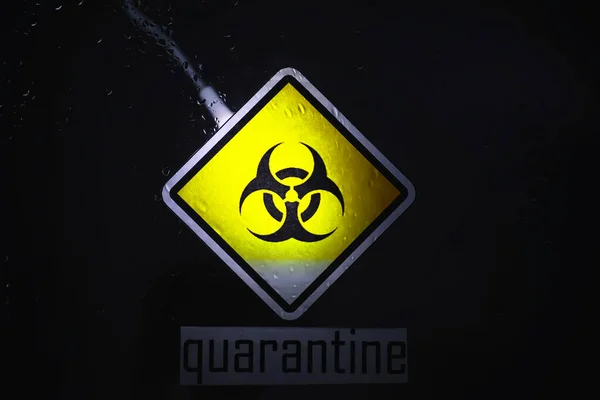 Quarantena Segnale Allarme Quarantena Una Porta Vetro Nell Isolatore Dell — Foto Stock