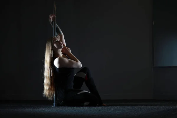 Chica Haciendo Ejercicios Equipo Deportivo Bailarina Pilón Estudio —  Fotos de Stock