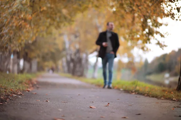 Idea Autunnale Piedi Pedonali Sulla Strada Foglie Autunnali Sul Sentiero — Foto Stock