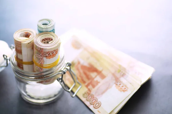 Τραπεζογραμμάτια Την Επιγραφή 000 Ρούβλια Ρωσικά Χρήματα Έχουν Αξία 000 — Φωτογραφία Αρχείου