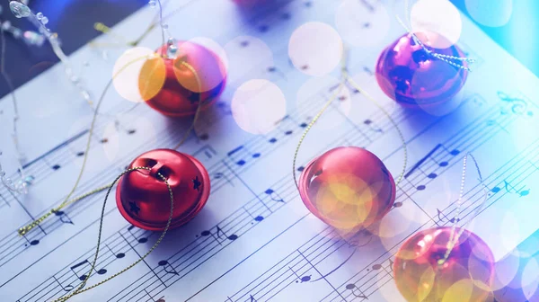 Partituras Navidad Decoraciones Navideñas Hojas Música Closeu —  Fotos de Stock