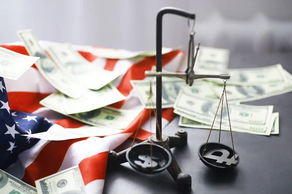 United States Law Scales Justice American Flag Concept Money — Stock Photo, Image