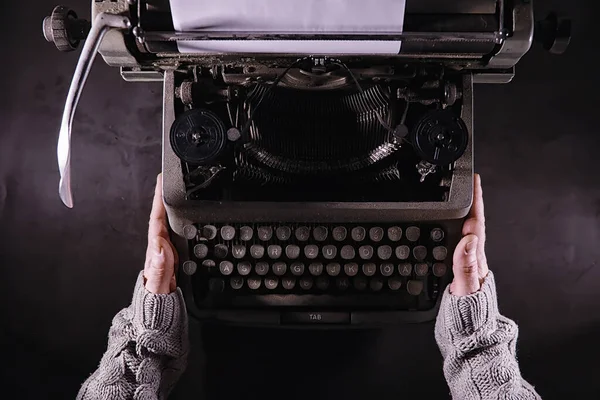 Herramienta Periodista Vintage Máquina Escribir Retro Escritor Está Trabajando Sella —  Fotos de Stock