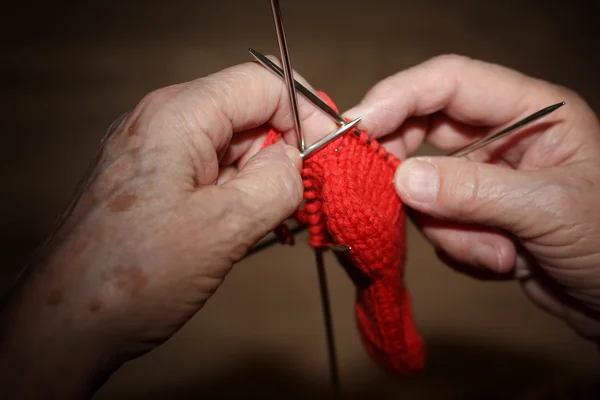 Hand knitting socks Royalty Free Stock Images