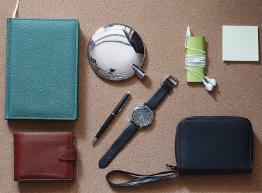 Set of men diary wallet watches clipart