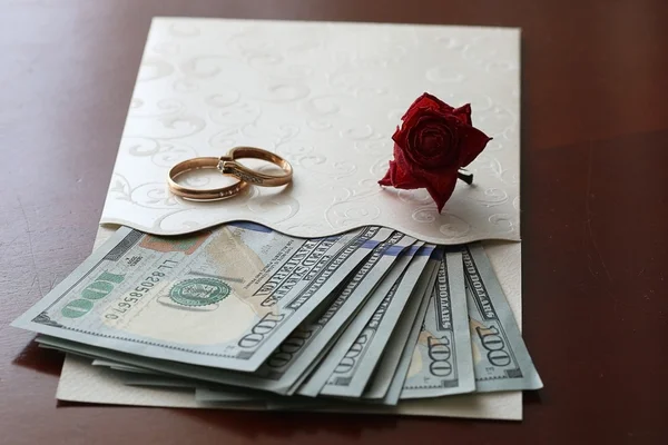 Dólar estadounidense rosa regalo boda regalo dinero —  Fotos de Stock