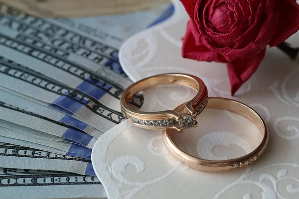 Dólar americano rosa presente do casamento dinheiro do presente — Fotografia de Stock
