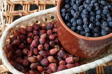Kurutulmuş berry meyve gül ve yaban mersini