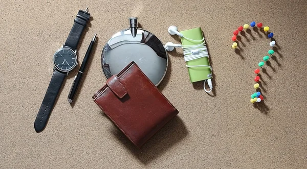 Set Männer Tagebuch Brieftasche Uhren — Stockfoto