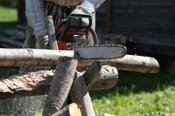 Yakacak odun kesmek için testere — Stok fotoğraf