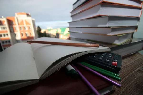 Pen potlood studie leerboeken — Stockfoto