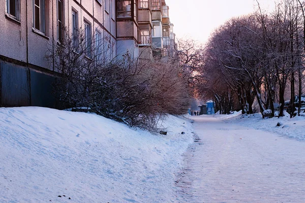 Pedestrian sidewalk winter — Stock Photo, Image