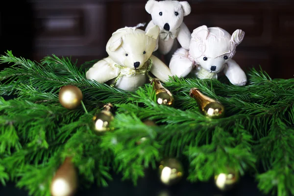 New Year tree toy bears — Stock Photo, Image