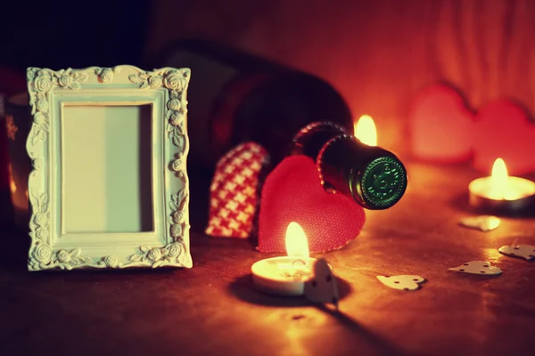 Валентина свічок вина — стокове фото