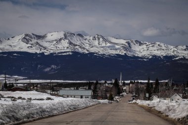 Looking towards the city of Leadville in Colorado, USA. View towards the mountains in the background. clipart