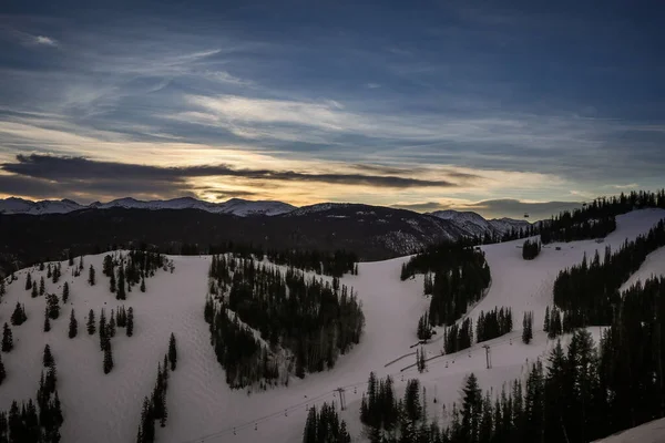 Рано Вранці Лижному Схилі Асен Колорадо Скоро Почнеться Схід Сонця — стокове фото