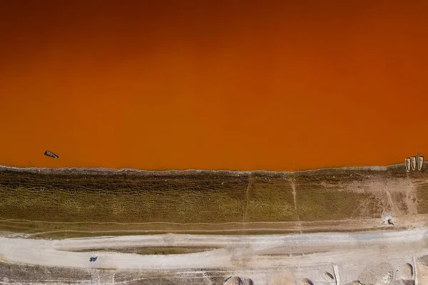 Vista Aerea Lac Rose Del Lago Retba Senegal Direttamente Dall — Foto Stock