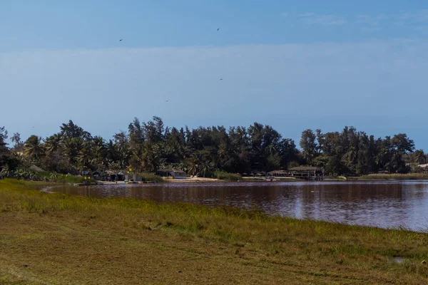 Uitzicht Lac Rose Lake Retba Senegal Roze Meer Met Natuurlijke — Stockfoto