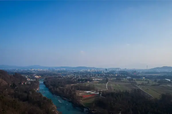 Späten Nachmittag Panorama Der Slowenischen Hauptstadt Ljubljana Blick Vom Hügel — Stockfoto