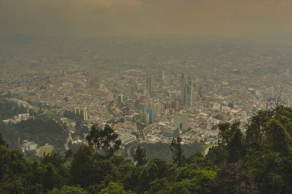 Panorama Foto Hlavního Města Kolumbie Bogoty Shlížející Velké Perspektivy Cbd — Stock fotografie