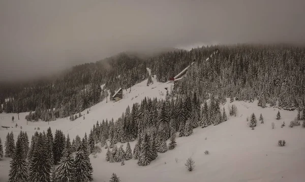 Vista Panorâmica Drones Saltos Esqui Abandonados Montanha Igman Ilidza Local — Fotografia de Stock