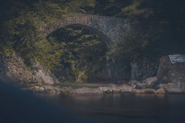 Puente Napoleón Sobre Río Nadige Región Kobarid Eslovenia Hermoso Puente — Foto de Stock