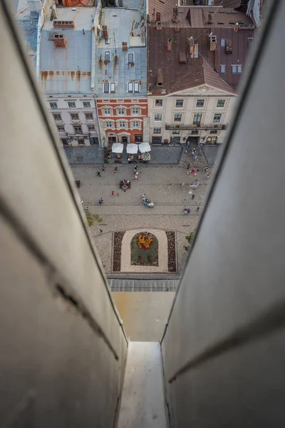 Vogelperspektive Von Der Spitze Des Rathausturms Lviv Ukraine Mit Blick — Stockfoto