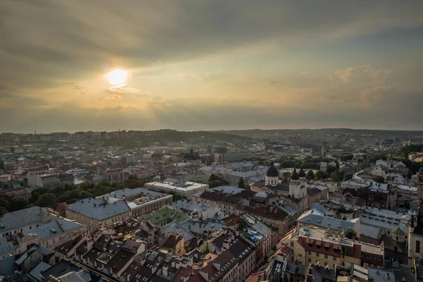 Weites Panorama Der Stadt Lwow Oder Lwiw Der Ukraine Bei — Stockfoto