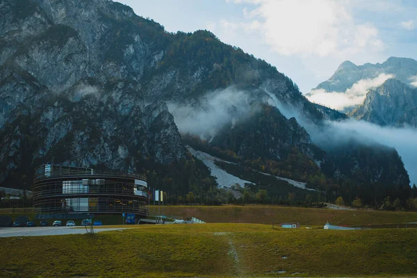 Centro Nórdico Moderno Planica Início Vale Tamar Início Manhã Bela — Fotografia de Stock