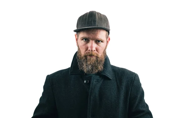 Homme Hipster Colère Avec Une Barbe Une Casquette Baseball Portant — Photo