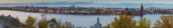 Hermosa Foto Paisaje Ciudad Estocolmo Vista Desde Skinnarviksberget Tarde Del — Foto de Stock