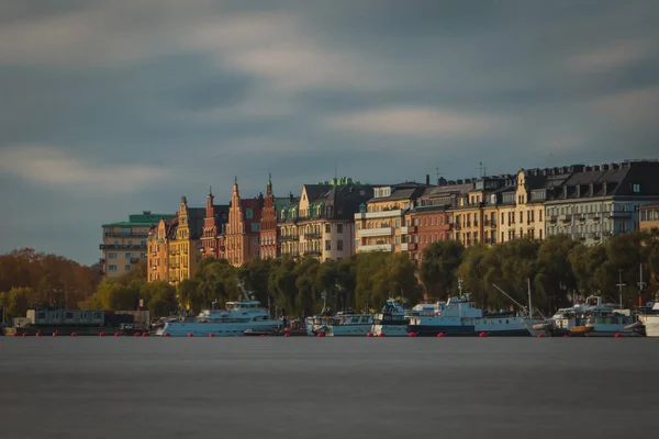 Krásná Krajinná Fotografie Stockholmského Městského Kraje Podzimního Podzimu Krásné Panorama — Stock fotografie