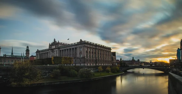 Casa Del Parlamento Sueco Riksdag Con Fachada Neoclásica Centro Estocolmo — Foto de Stock
