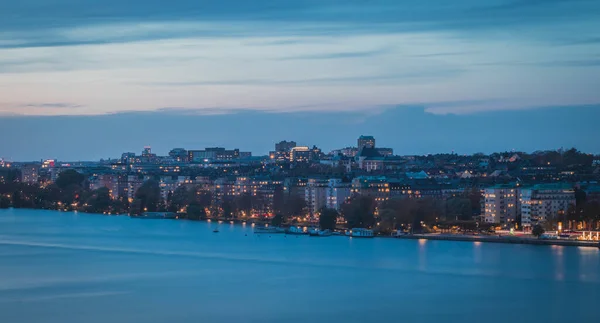 Vackert Landskapsfoto Stockholms Stadslandskap Från Skinnarviksberget Tidigt Kvällen Hösten Vackert — Stockfoto