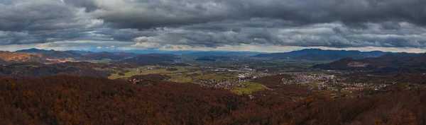 Vista Panorámica Cuenca Liubliana Liublianka Kotlina Vista Desde Colina Ulovka —  Fotos de Stock