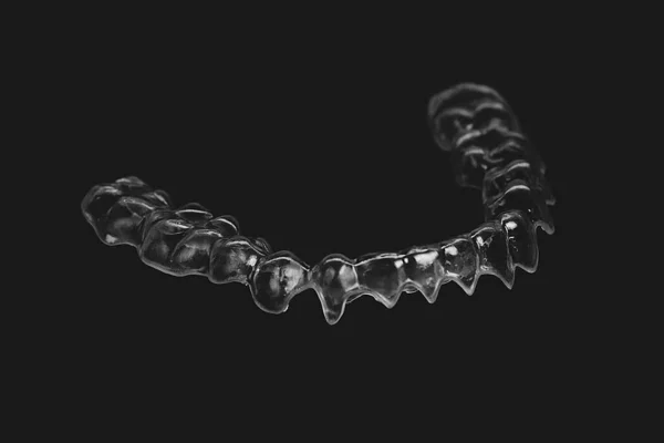 Orthodontische Houder Gemaakt Van Transparant Plastic Geïsoleerd Wblack Retainer Voor — Stockfoto