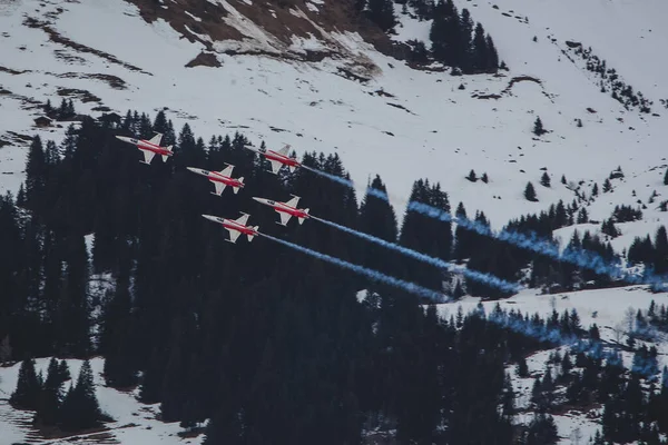 Les Diablerets Svizzera 2020 Team Formazione Patrouille Suisse Dell Aeronautica — Foto Stock