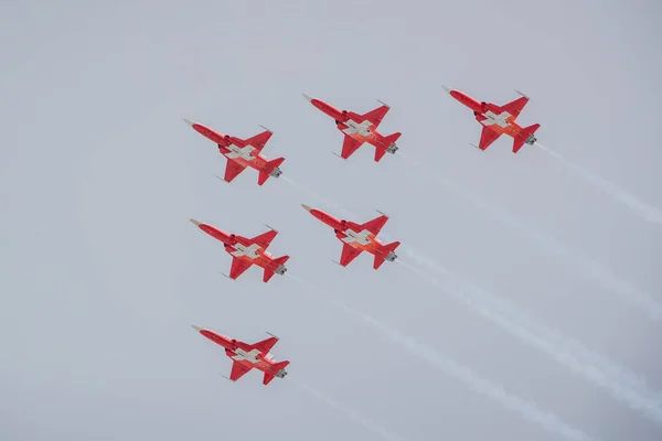 Les Diablerets Suiza 2020 Patrouille Suisse Equipo Exhibición Formación Fuerza — Foto de Stock