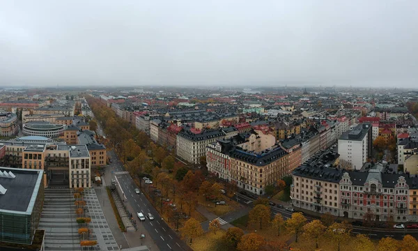 Stockholm Drone Cityscape Oblasti Stadionu Chladném Šedém Podzimním Dni — Stock fotografie