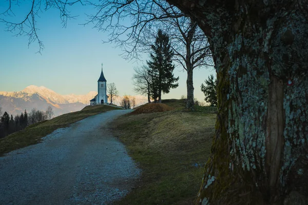 Camino Hacia Bonita Iglesia Encantadora Saint Primoz Una Pequeña Colina — Foto de Stock