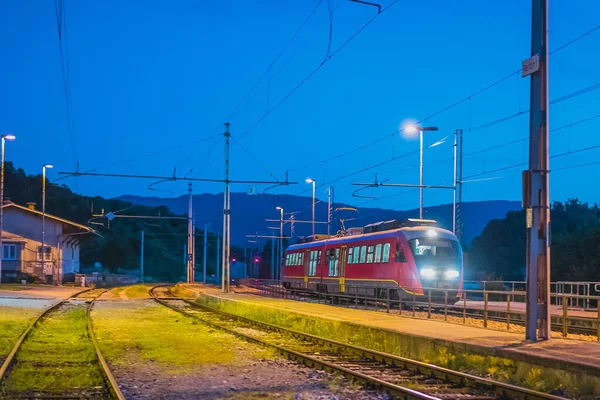 Passenger Train Stopping Station Preserje Slovenia Evening Hours Evening Setting — Stock Photo, Image