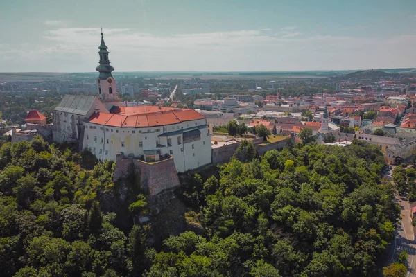 Drohnenpanorama Der Berühmten Burg Von Nitra Einem Kulturdenkmal Der Stadt — Stockfoto