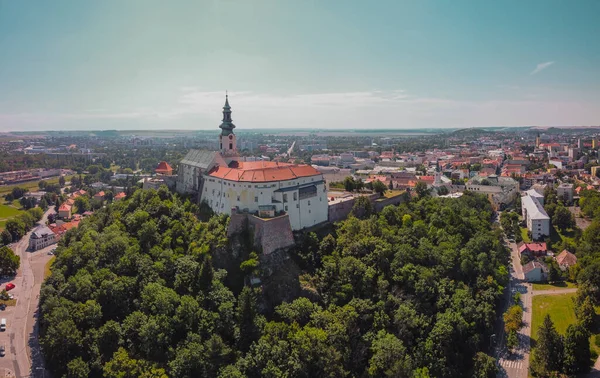 Панорама Воздушного Беспилотника Знаменитого Замка Нитра Памятника Культуры Городе Нитра — стоковое фото