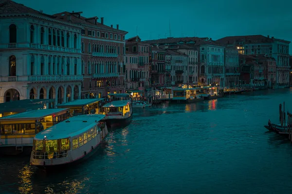 Enchanting Venice Night Time Evening Light Blue Hour Canal Venice — Stock Photo, Image