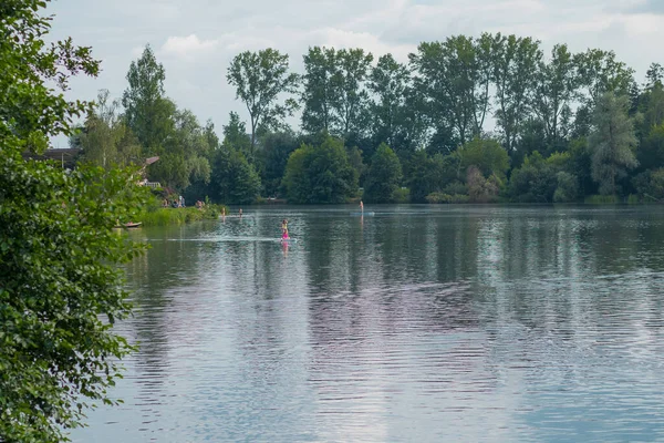 Desconhecido Sup Paddlers Podebrady Lago República Checa Cidade Olomouc Atividades — Fotografia de Stock
